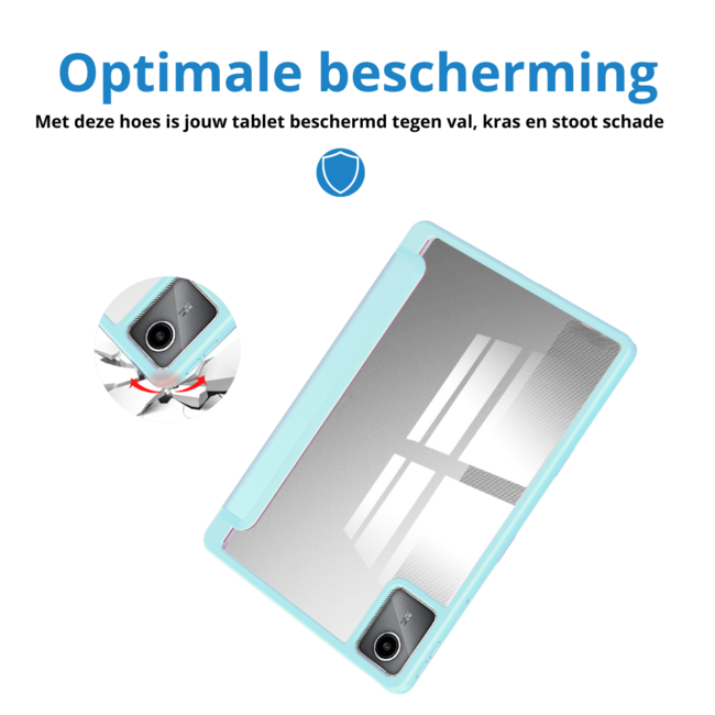 Case2go - Tablet hoes geschikt voor Lenovo Tab M11 (2024) - Acrylic Trifold case met Pencil houder - Licht Blauw
