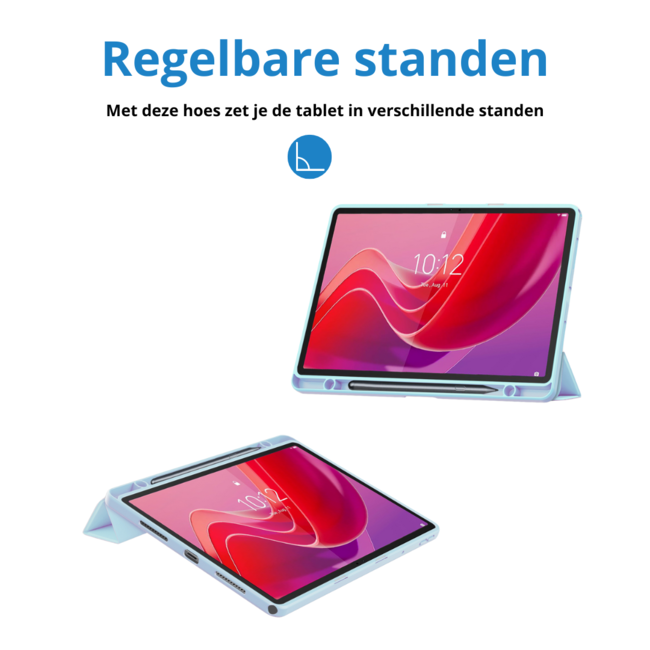 Case2go - Tablet hoes geschikt voor Lenovo Tab M11 (2024) - Acrylic Trifold case met Pencil houder - Licht Blauw
