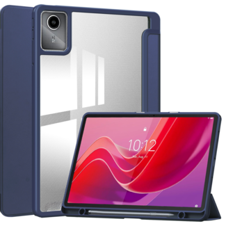 Case2go Case2go - Tablet hoes geschikt voor Lenovo Tab M11 (2024) - Acrylic Trifold case met Pencil houder - Donker Blauw