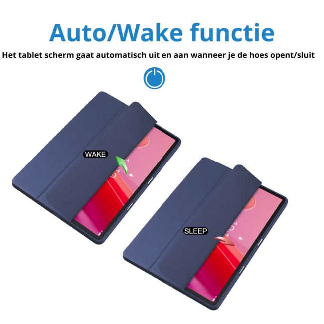 Case2go - Tablet hoes geschikt voor Lenovo Tab M11 (2024) - Acrylic Trifold case met Pencil houder - Donker Blauw