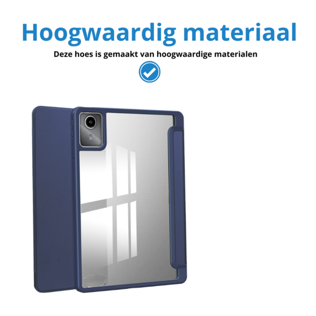 Case2go - Tablet hoes geschikt voor Lenovo Tab M11 (2024) - Acrylic Trifold case met Pencil houder - Donker Blauw
