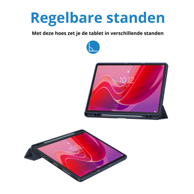 Case2go - Tablet hoes geschikt voor Lenovo Tab M11 (2024) - Acrylic Trifold case met Pencil houder - Donker Blauw