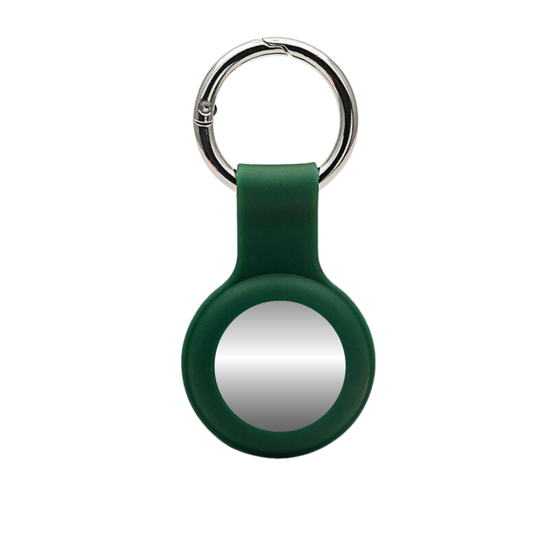 Case2go - Sleutelhanger geschikt voor Apple Airtag - Siliconen hoesje - Hanger geschikt voor Apple Airtag - Donker Groen afbeelding