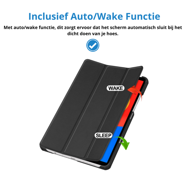 Case2go - Tablet hoes geschikt voor Xiaomi Redmi Pad SE 8.7 (2024) - Tri-fold hoes met Auto/Wake Functie - 8.7 inch - Zwart