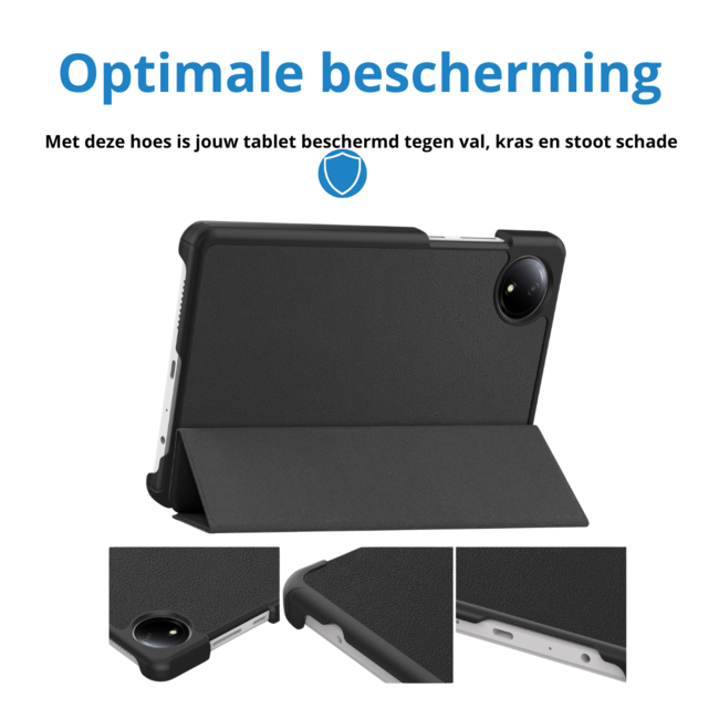 Case2go - Tablet hoes geschikt voor Xiaomi Redmi Pad SE 8.7 (2024) - Tri-fold hoes met Auto/Wake Functie - 8.7 inch - Zwart