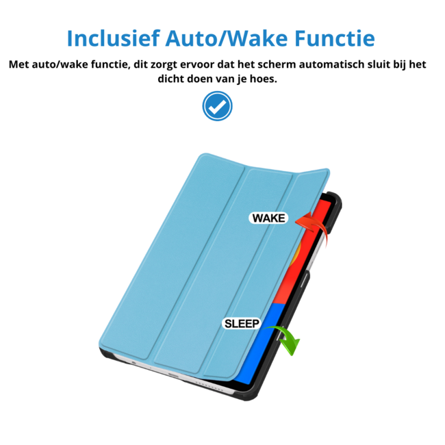 Case2go - Tablet hoes geschikt voor Xiaomi Redmi Pad SE 8.7 (2024) - Tri-fold hoes met Auto/Wake Functie - 8.7 inch - Licht Blauw