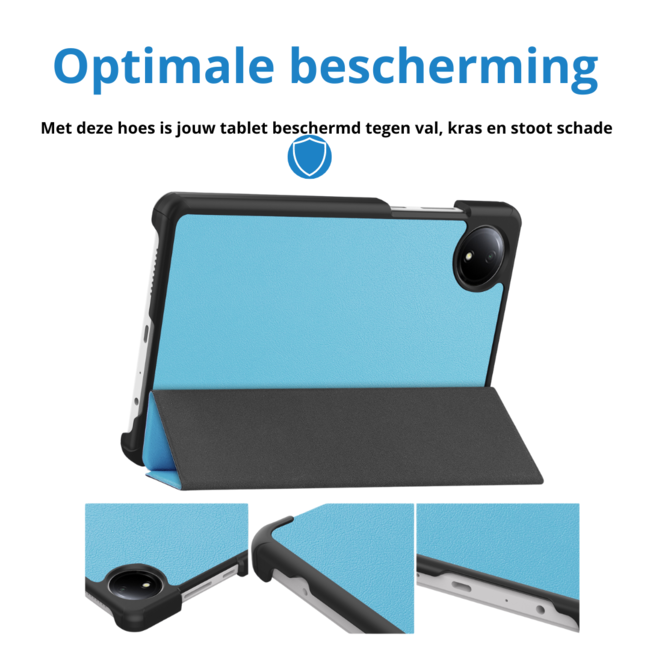 Case2go - Tablet hoes geschikt voor Xiaomi Redmi Pad SE 8.7 (2024) - Tri-fold hoes met Auto/Wake Functie - 8.7 inch - Licht Blauw