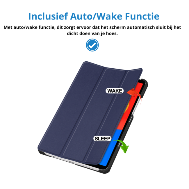 Case2go - Tablet hoes geschikt voor Xiaomi Redmi Pad SE 8.7 (2024) - Tri-fold hoes met Auto/Wake Functie - 8.7 inch - Donker Blauw