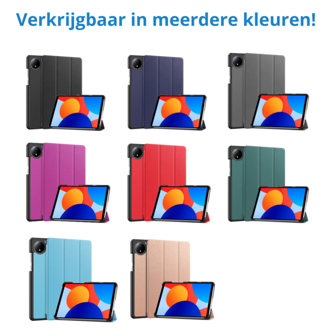 Case2go - Tablet hoes geschikt voor Xiaomi Redmi Pad SE 8.7 (2024) - Tri-fold hoes met Auto/Wake Functie - 8.7 inch - Donker Blauw
