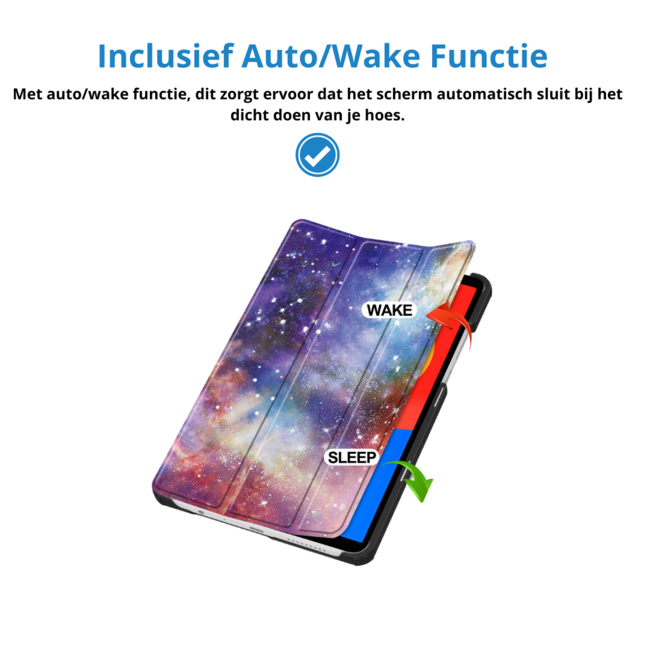 Case2go - Tablet hoes geschikt voor Xiaomi Redmi Pad SE 8.7 (2024) - Tri-fold hoes met Auto/Wake Functie - 8.7 inch - Galaxy