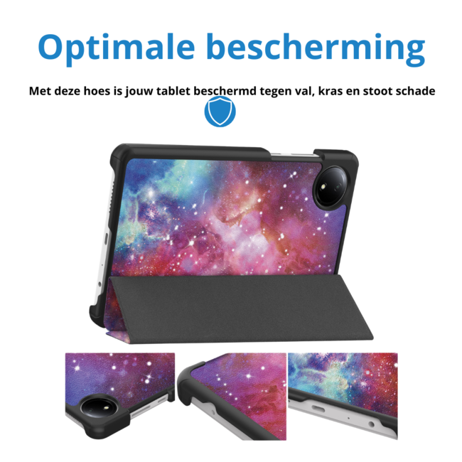 Case2go - Tablet hoes geschikt voor Xiaomi Redmi Pad SE 8.7 (2024) - Tri-fold hoes met Auto/Wake Functie - 8.7 inch - Galaxy