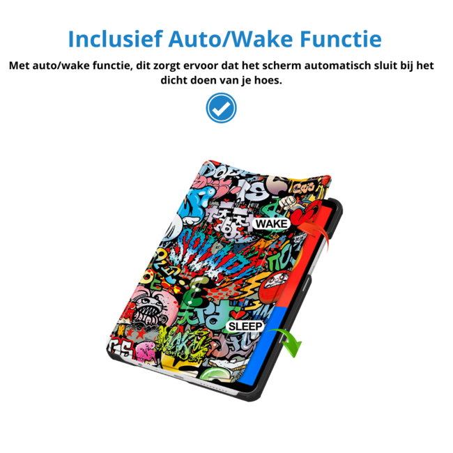 Case2go - Tablet hoes geschikt voor Xiaomi Redmi Pad SE 8.7 (2024) - Tri-fold hoes met Auto/Wake Functie - 8.7 inch - Graffiti