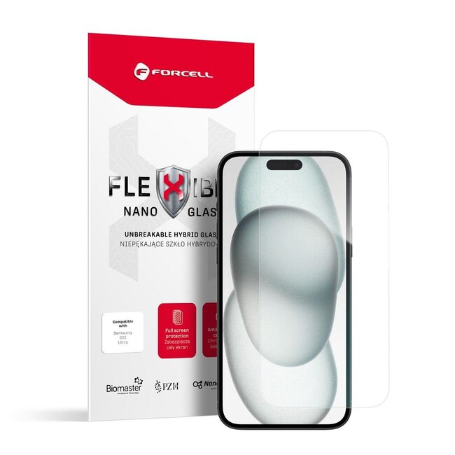 Forcell - Screenprotector geschikt voor iPhone 15 Plus - Flexibel Hybride Glas - Transparant