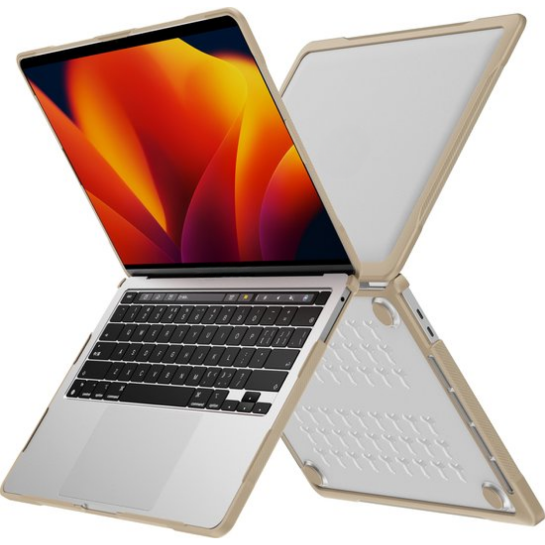Case2go - Hoes voor Macbook Pro 13 Inch (2016-2022) - 360 Bescherming - Hard cover - Beige afbeelding