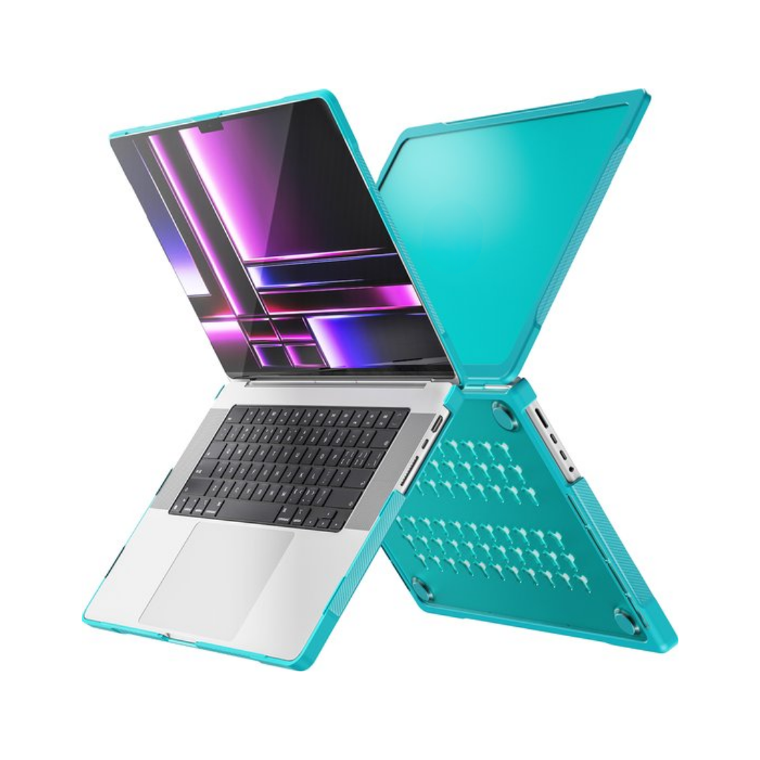 Case2go - Hoes voor Macbook Pro 16 Inch (2021 &amp; 2023) - 360 Bescherming - Hardcase - Lichtblauw afbeelding