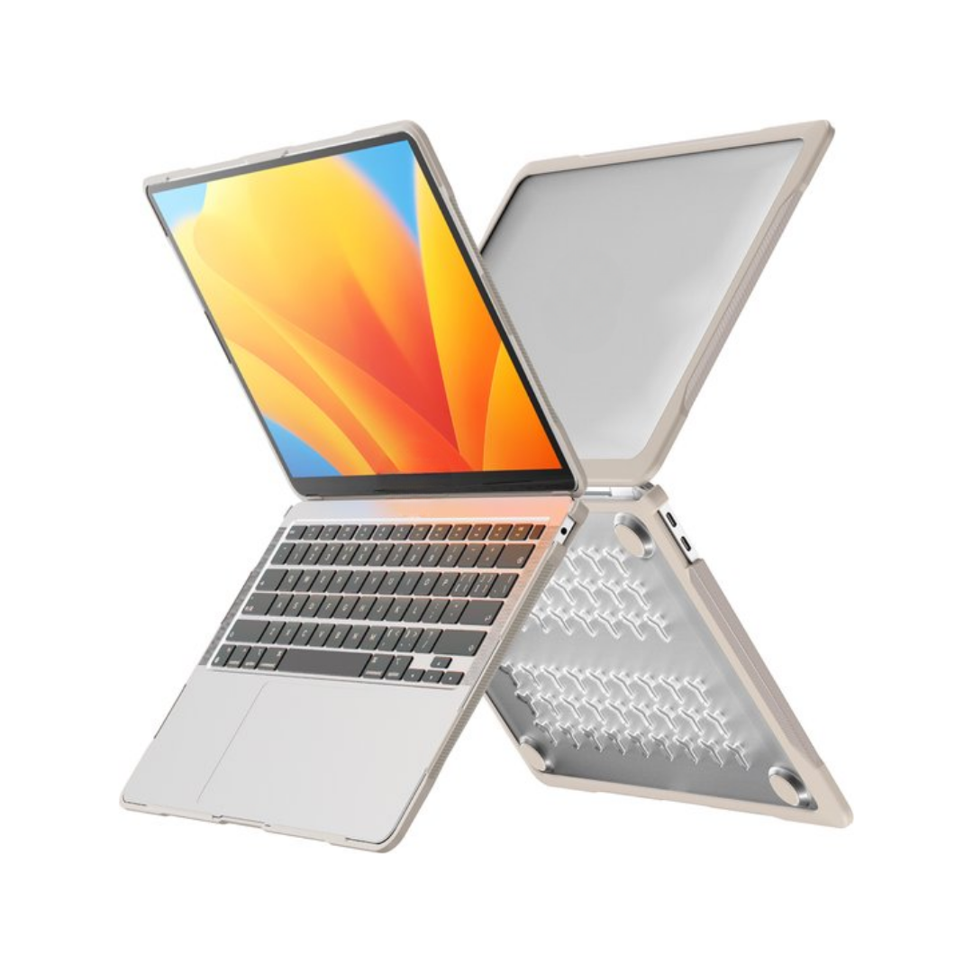 Case2go - Hardcover/Hoes voor Macbook Air 13 (2018-2020) - 360 Bescherming - Beige afbeelding