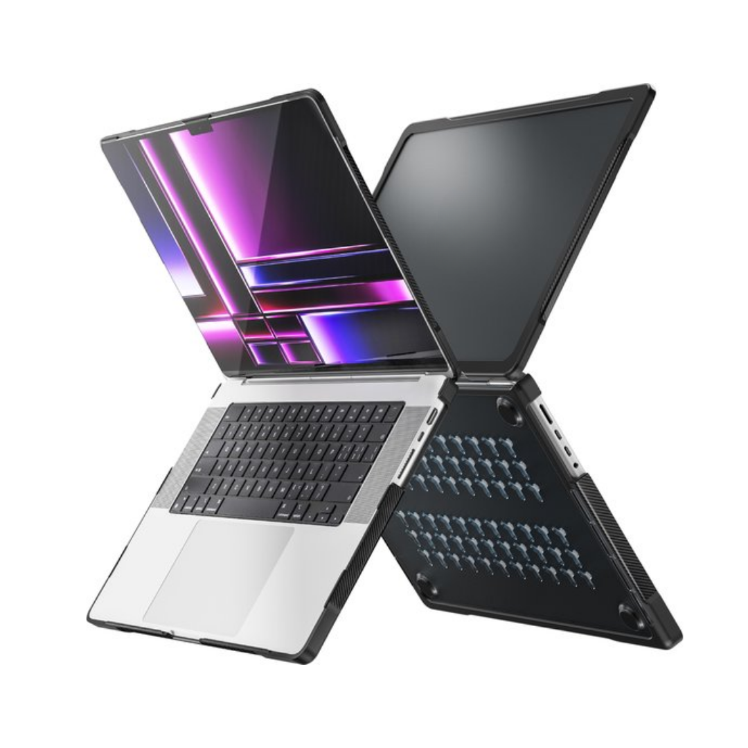 Case2go - Hoes voor Macbook Pro 16 Inch (2021 &amp; 2023) - 360 Bescherming - Hardcase - Zwart afbeelding