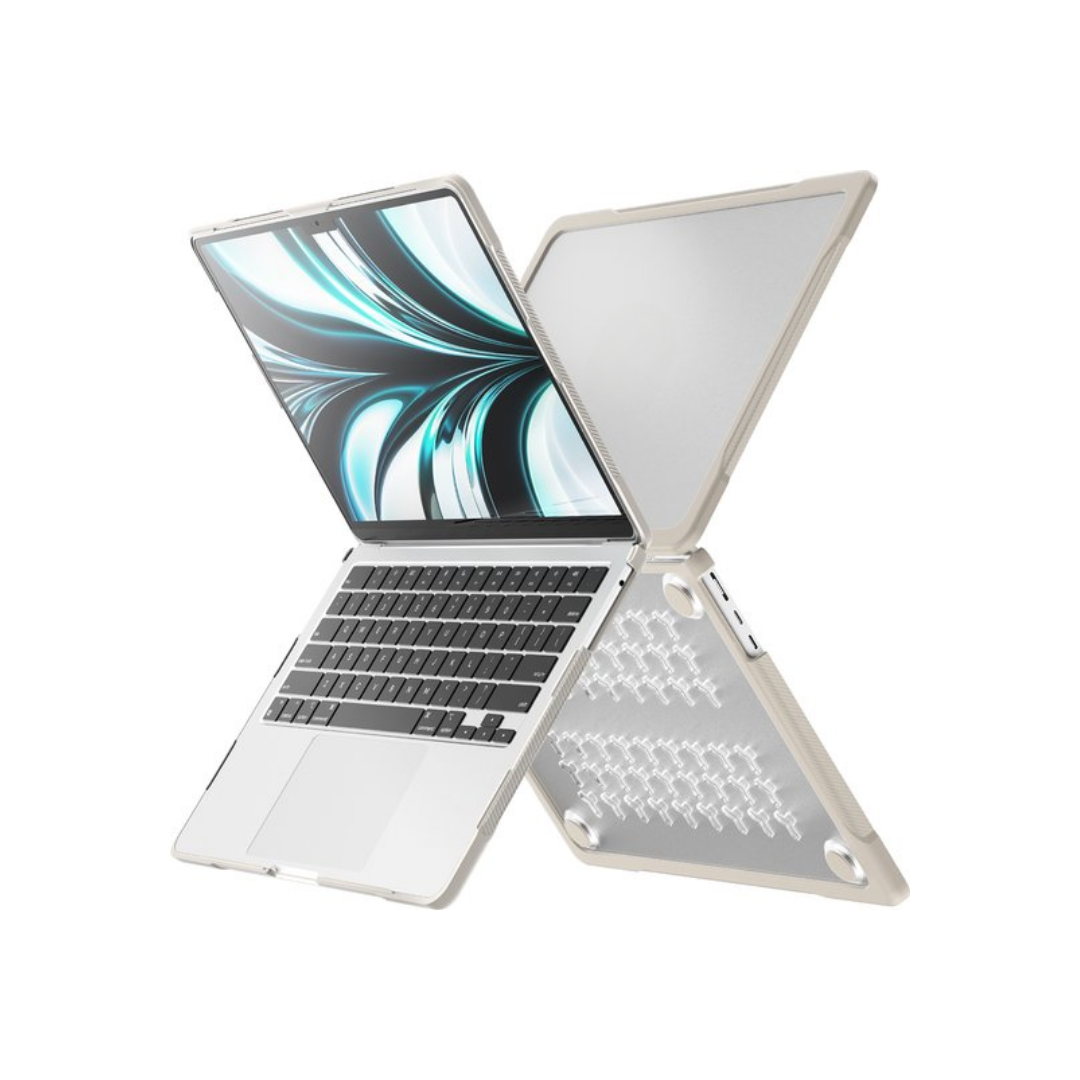 Case2go - Hardcover/Hoes voor Macbook Air 13.6 Inch (2022) - 360 Bescherming - Beige afbeelding