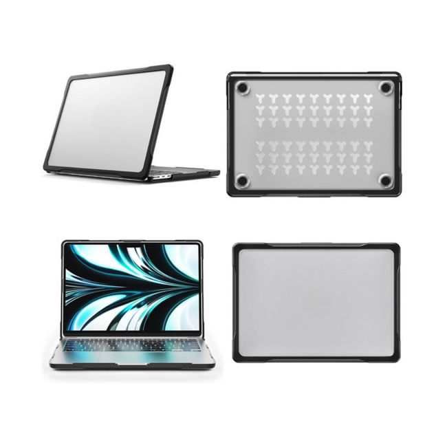 Case2go - Laptoptas- Hardcover/Hoes voor Macbook Air 13.6 Inch (2022) - Laptophoes- 360 Bescherming - Laptop Sleeve- Laptop Tas- Transparant