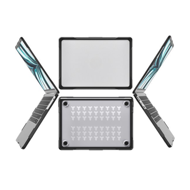 Case2go - Laptoptas- Hardcover/Hoes voor Macbook Air 13.6 Inch (2022) - Laptophoes- 360 Bescherming - Laptop Sleeve- Laptop Tas- Transparant