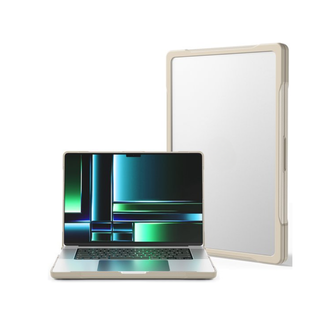 Case2go - Laptoptas- Hoes voor Macbook Pro 14 Inch (2021 & 2023) - Laptophoes- 360 Bescherming - Laptop Sleeve- Laptop Tas- Hard cover - Beige