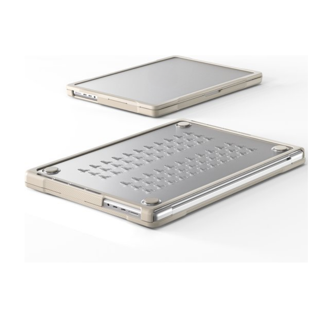 Case2go - Laptoptas- Hoes voor Macbook Pro 14 Inch (2021 & 2023) - Laptophoes- 360 Bescherming - Laptop Sleeve- Laptop Tas- Hard cover - Beige