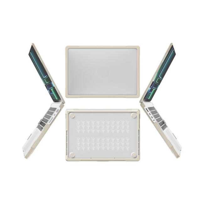 Case2go - Laptoptas- Hoes voor Macbook Pro 14 Inch (2021 & 2023) - Laptophoes- 360 Bescherming - Laptop Sleeve- Laptop Tas- Hard cover - Beige