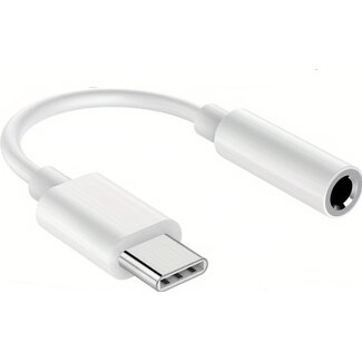 Merkloos USB C Adapter - Hoofdtelefoon Jack 3,5 mm (female) - AUX Type C (male) aansluiting - Wit