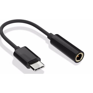 Merkloos USB C Adapter - Hoofdtelefoon Jack 3,5 mm (female) - AUX Type C (male) aansluiting - Zwart