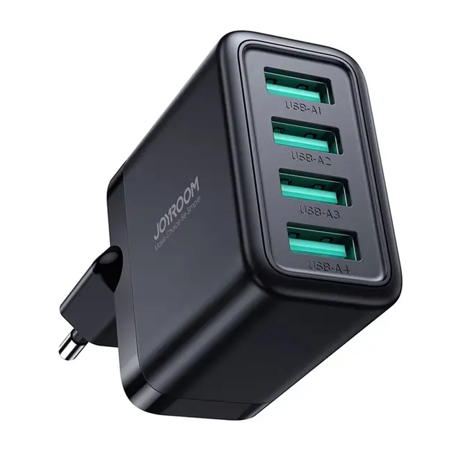 Joyroom - Oplader USB - 4 Poorten USB-A - Snellader 24W - Zwart