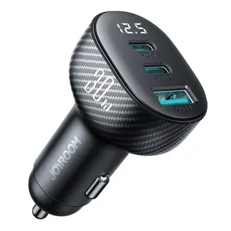 Joyroom Joyroom - Autolader - Snellader voor mobiele telefoon - 2 x USB-C - 1 X USB-A - 30W - Zwart