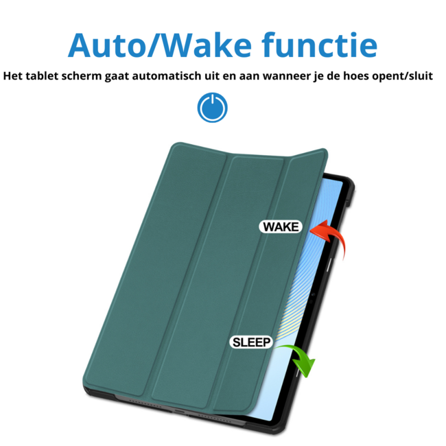 Case2go - Tablet hoes geschikt voor Honor Pad X9 (2023) - Tri-fold Case - Auto Wake/Sleep functie - Donker Groen