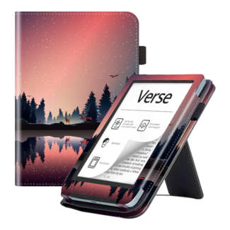 Case2go Case2go - E-reader hoes geschikt voor PocketBook Verse - Sleepcover - Auto/Wake functie - Met handstrap - Lake Side