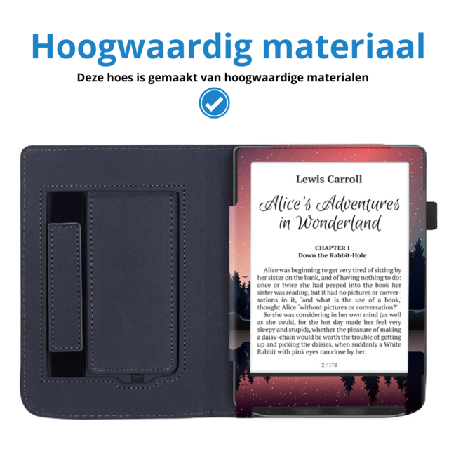 Case2go - E-reader hoes geschikt voor PocketBook Verse / Verse Lite / Verse Pro / Verse Pro Color - Sleepcover - Auto/Wake functie - Met handstrap - Lake Side