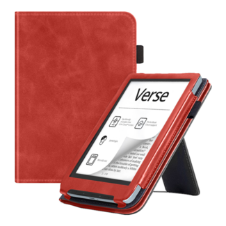 Case2go Case2go - E-reader hoes geschikt voor PocketBook Verse - Sleepcover - Auto/Wake functie - Met handstrap - Rood