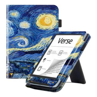 Case2go Case2go - E-reader hoes geschikt voor PocketBook Verse - Sleepcover - Auto/Wake functie - Met handstrap - Sterrenhemel