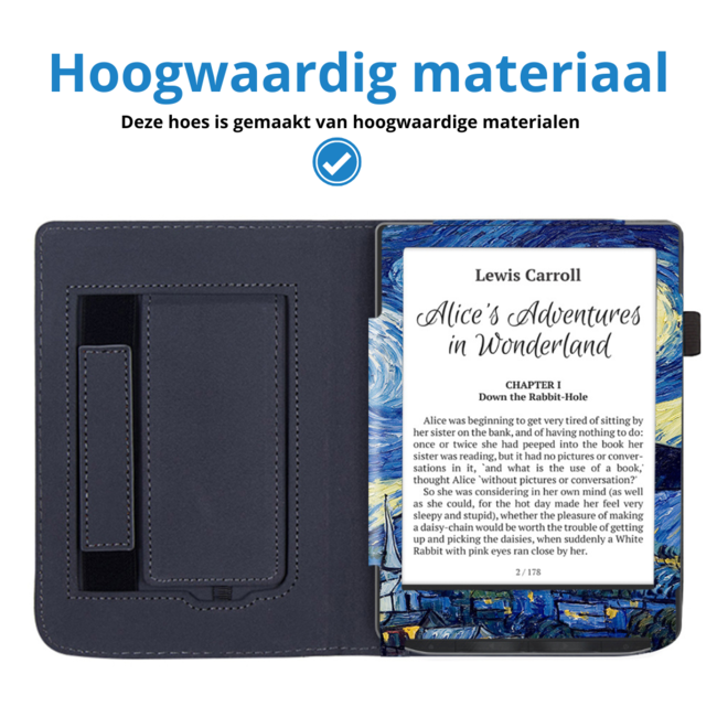 Case2go - E-reader hoes geschikt voor PocketBook Verse / Verse Lite / Verse Pro / Verse Pro Color - Sleepcover - Auto/Wake functie - Met handstrap - Sterrenhemel