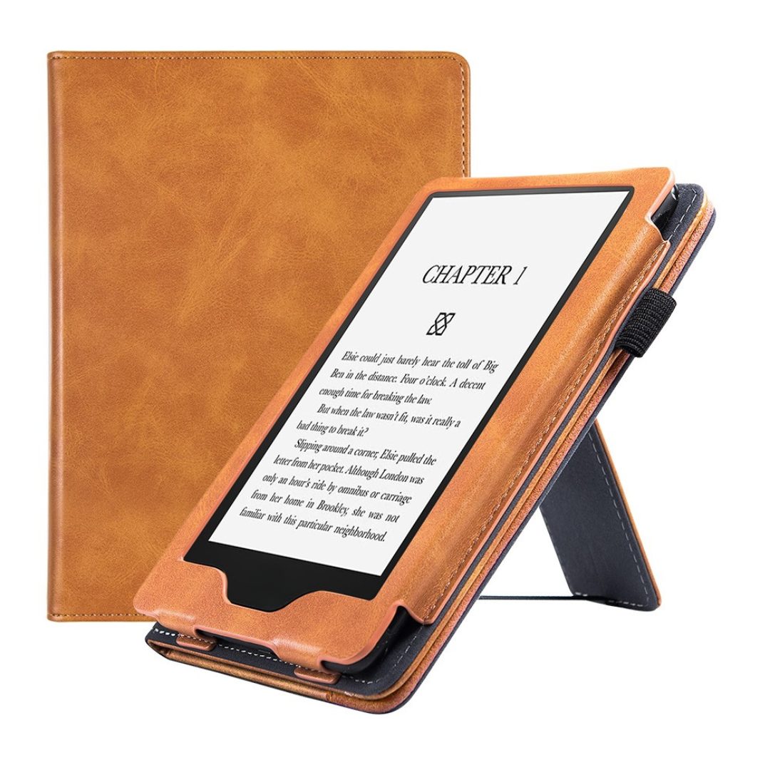 Case2go - E-reader Hoes geschikt voor Kindle Paperwhite (2021) - Sleepcover - Auto/Wake functie - Met handstrap - Bruin afbeelding