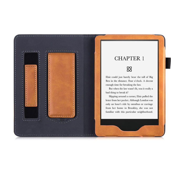 Case2go - E-reader Hoes geschikt voor Kindle Paperwhite (2021) - Sleepcover - Auto/Wake functie - Met handstrap - Bruin