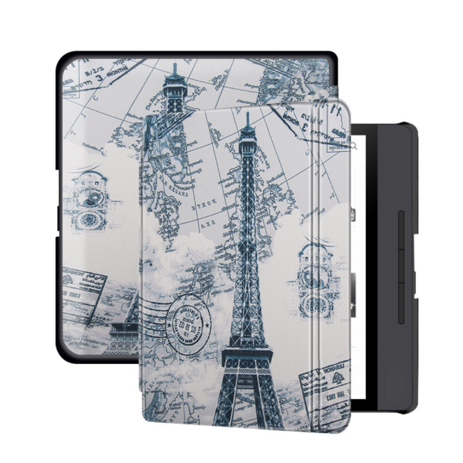 E-reader hoesje geschikt voor Tolino Epos 2 - Sleepcover - Auto/Wake functie - Magnetische sluiting - Eiffeltoren