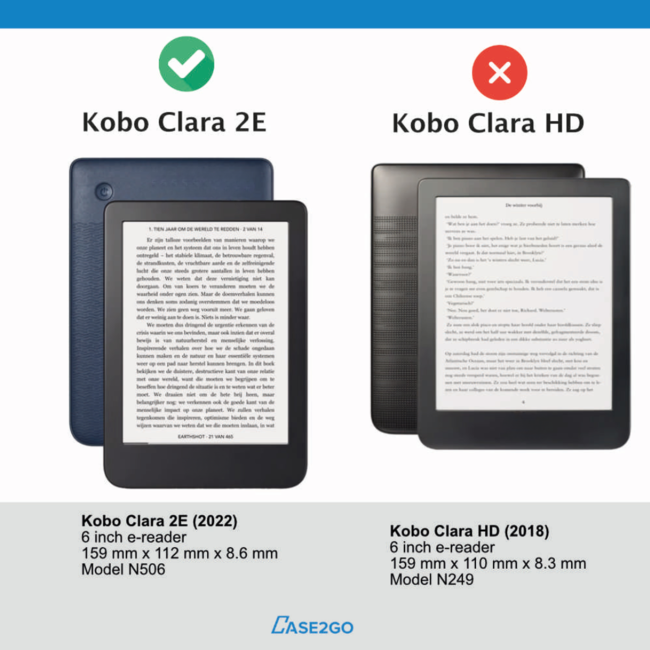 E-reader Hoes geschikt voor Kobo Clara 2E - Sleepcover - Auto/Wake functie - Magnetische sluiting - Zwart