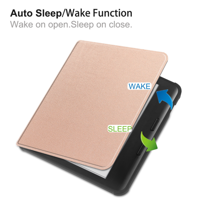 Case2go - Hoes geschikt voor Kobo Libra Colour - Flip Cover - Auto/Wake functie - TPU - Rosegoud