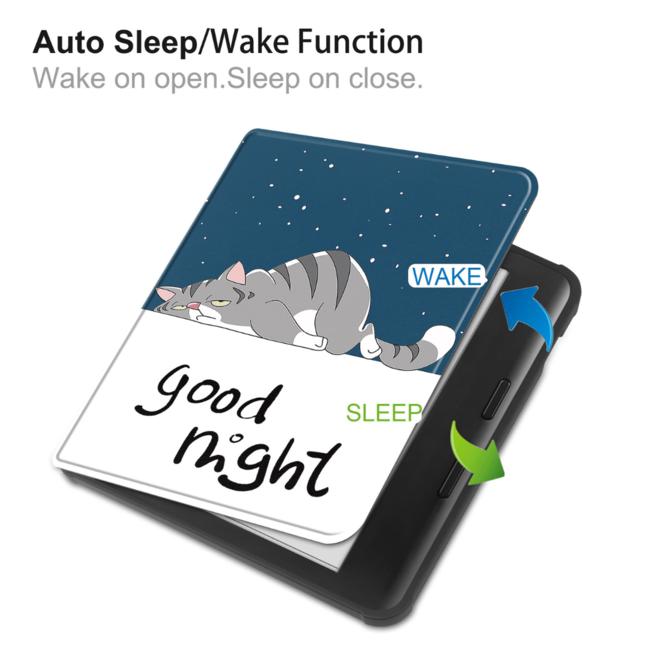 Case2go - Hoes geschikt voor Kobo Libra Colour - Flip Cover - Auto/Wake functie - TPU - Goodnight