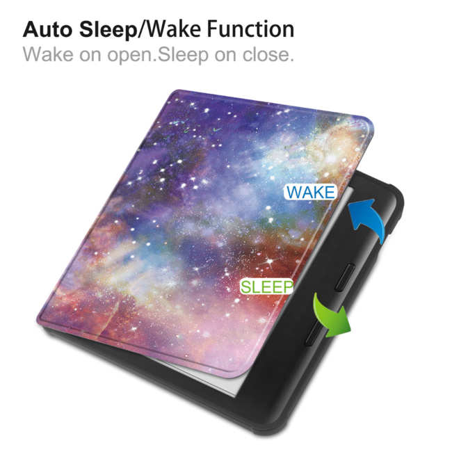 Case2go - Hoes geschikt voor Kobo Libra Colour - Flip Cover - Auto/Wake functie - TPU - Galaxy