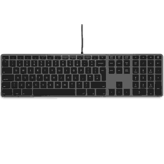 LMP Bedraad Aluminium Toetsenbord voor Windows – Dubbele USB 2.0 Poorten – Numeriek Keyboard – 110 Toetsen – QWERTY (UK/EN) Indeling – Space Grey/Zwart