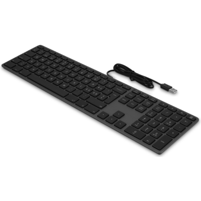 LMP Bedraad Aluminium Toetsenbord voor Windows – Dubbele USB 2.0 Poorten – Numeriek Keyboard – 110 Toetsen – QWERTY (UK/EN) Indeling – Space Grey/Zwart
