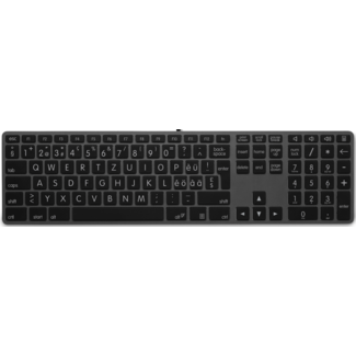 LMP LMP - Bedraad Aluminium Toetsenbord voor Windows met numeriek keyboard - Extra grote letters - 110 keys - QWERTZ (DE) - SpaceGrey/Zwart