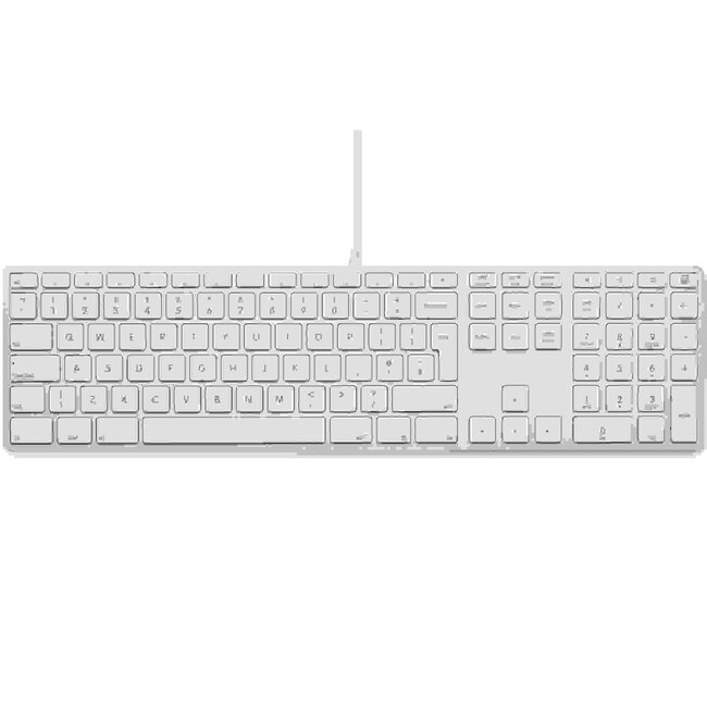 LMP Bedraad Aluminium Toetsenbord voor Windows – Dubbele USB Poorten – Numeriek Keyboard – 110 Toetsen – QWERTY (UK/EN) – Zilver/Wit