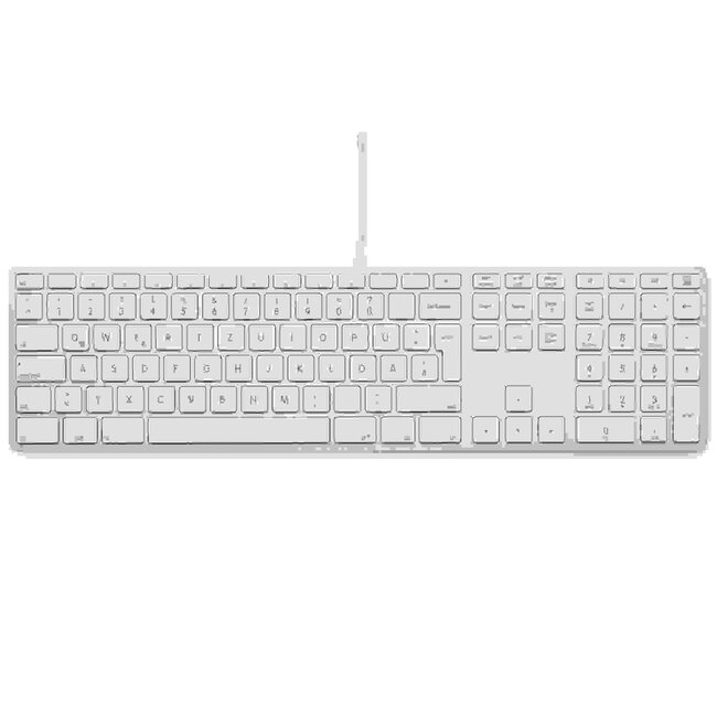 LMP - Bedraad Aluminium Toetsenbord voor Windows met dubbele USB aansluiting en numeriek keyboard - 110 keys - QWERTZ (DE) - Zilver/Wit