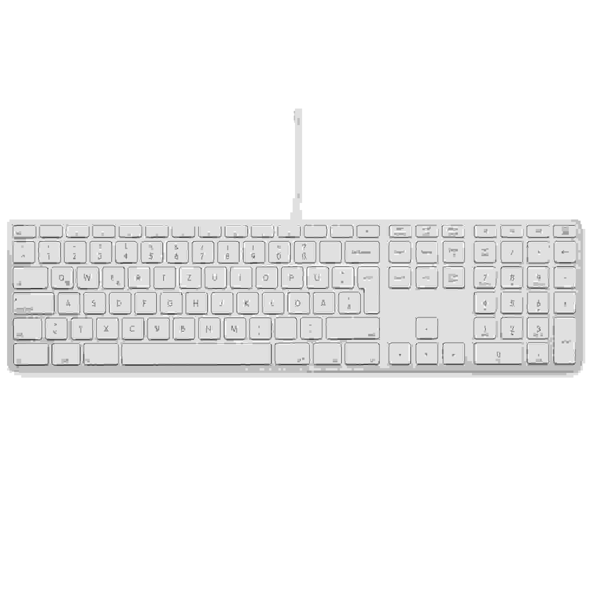 LMP Bedraad Aluminium Toetsenbord voor Windows – Dubbele USB Aansluiting – Numeriek Keyboard – 110 Toetsen – QWERTZ (DE) – Zilver/Wit afbeelding